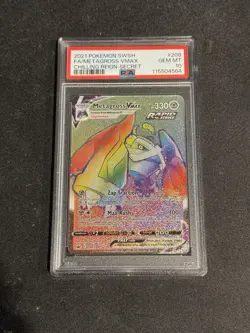Pokemon Metagross VMAX TCG Card 208/198 Chilling Reign Rare Rainbow PSA 10 - Image 1