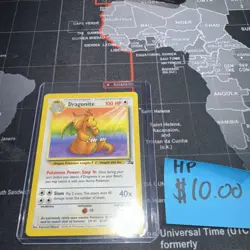 Pokemon TCG Dragonite 19/62 Unlimited Fossil Set Rare Non-Holo Card HP Condition - Image 1