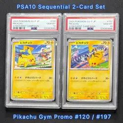 PSA10 Pikachu Gym Promo Sequential 2-Card Set 197/SV-P & 120/SV-P JP GEM MINT - Image 1