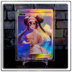 Rosa Waifu Card ACG Pokemon Trainer Holo Custom Flash Gold Foil Signature Anime - Image 1
