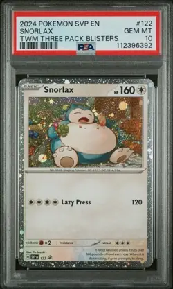 2024 POKEMON CARD BLACK STAR PROMO #122 SNORLAX PSA 10 TWILIGHT MASQUERADE PACK - Image 1