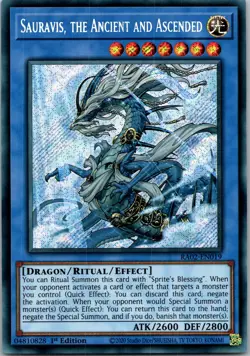 Yugioh Sauravis, the Ancient and Ascended RA02-EN019 1st Edition Secret Rare NM - Image 1