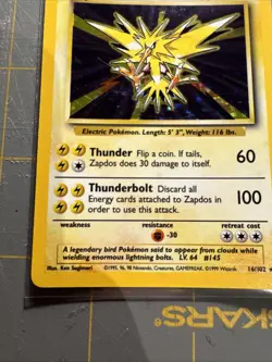 Pokemon TCG Zapdos Base Set Holo Unlimited Rare Card 16/102 - Image 5