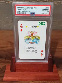 1996 Pokemon Venusaur Red Back Poker Playing Card 4 of Diamonds- PSA 10 - Image 1