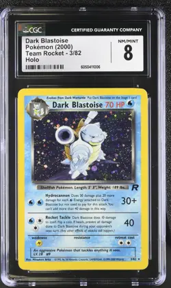 CGC 8 Dark Blastoise 2000 Team Rocket 3/82 Holo SWIRL Pokemon Card - Image 1
