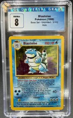 CGC 8 Blastoise 1999 Base Set 2/102 Holo Pokemon Card - Image 1