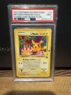 2021 Pokemon Celebrations Birthday Pikachu Holo Classic Collection #24 PSA 9 - Image 1