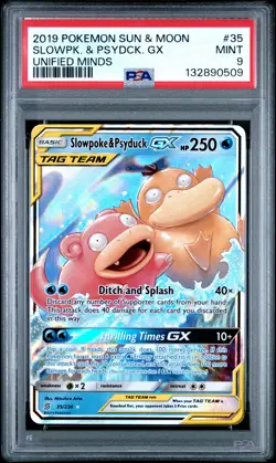 2019 POKEMON SUN & MOON UNIFIED MINDS #35 SLOWPOKE & PSYDUCK GX PSA 9 - Image 1