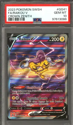 Pokemon Crown Zenith Raikou V GG41/GG70 PSA 10 GEM MINT - Image 1