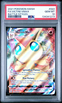 2021 POKEMON SWORD & SHIELD BATTLE STYLES #022 FULL ART/VICTINI VMAX PSA 10 - Image 1