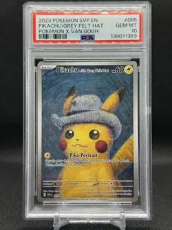 2023 POKEMON SVP EN-SV POKEMON X VAN GOGH #085 PIKACHU WITH GREY FELT HAT PSA 10 - Image 1