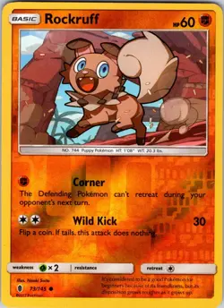 Rockruff 73/145 SM - Guardians Rising Pokemon TCG LP Reverse Holo - Image 1