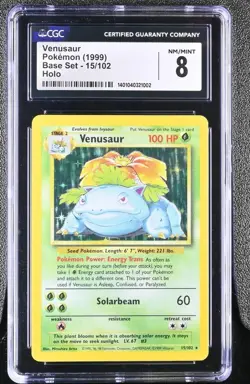 1999 Pokemon Venusaur 015/102 Base Set Holo CGC NM MT 8 - Image 1
