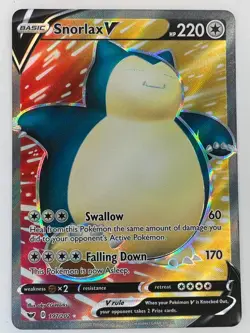Snorlax V Full Art 197/202 Holo - Sword & Shield Base Set - Pokemon TCG NM/M - Image 1