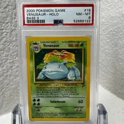 2000 Pokemon Base Set 2 Venusaur Holo #18/130 - PSA 8 NEAR MINT / MINT - Image 1