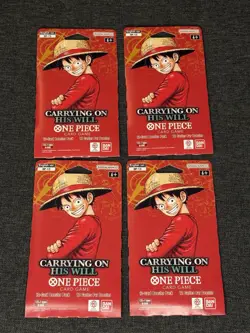 One Piece OP-13 Carrying on His Will Sleeved Booster Packs Lot of 4 - Image 1