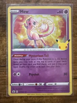Pokemon TCG Mew 11/25 Celebrations 25th Anniversary Holo Card NM Condition - Image 1