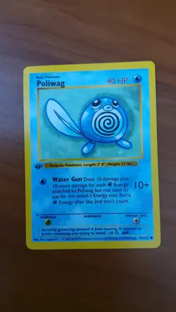 1999 Pokemon POLIWAG Base Set 1ST EDITION Card 59/102 - Image 1