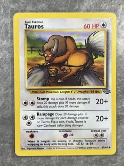 Tauros 47/64 Pokemon TCG Jungle Vintage WOTC Card Regular (Light Play) - Image 1