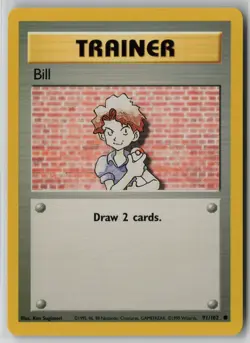 Bill 91/102 Pokemon Base Set Common Moderately Played Card (MP) - Image 1