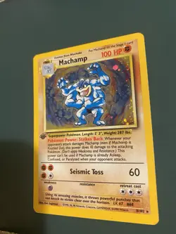 Machamp 8/102 1st Editon Base Set Holo With Swirl Vintage Pokemon TCG Card - Image 4
