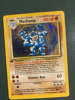 Machamp 8/102 1st Editon Base Set Holo With Swirl Vintage Pokemon TCG Card - Image 5
