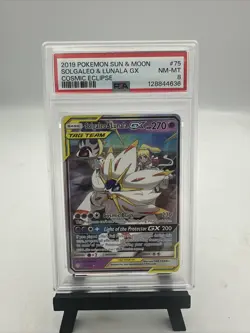 Pokemon 2019 Sun & Moon Cosmic Eclipse Solgaleo Lunala Tag Team GX #75/236 PSA 8 - Image 1