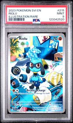 2023 POKEMON SVI EN-SCARLET & VIOLET ILLUSTRATION RARE #215 RIOLU PSA 9 - Image 1