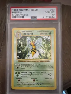 Pokemon TCG 1999 Beedrill 017/102 Base Set PSA 10 Shadowless - Image 1