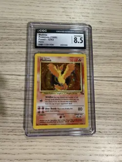 Moltres Pokemon 1999 Fossil Holo 12/62 CGC 8.5 NM/Mint+ Vintage Legendary Bird - Image 1