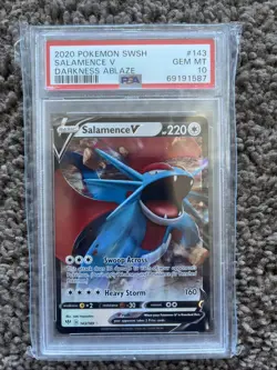 2020 Pokemon SWSH Salamence v Darkness Ablaze Foil #143/189 PSA 10 - Image 1