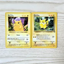 Red Cheek Pikachu (Shadowless) 58/102 MP & 1999 Jungle Pikachu 60/64 LP Pokemon - Image 1