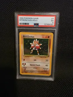 Pokemon TCG Hitmonchan Base Set Holo Unlimited Rare PSA 5 - Image 1