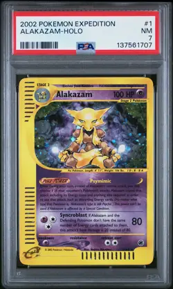 2002 Pokemon Expedition #1 Alakazam Holo PSA 7 NM - Image 1