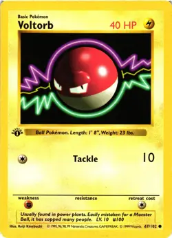 Pokemon TCG Voltorb Base Set 67/102 Regular 1st Edition Shadowless Common LP - Image 1