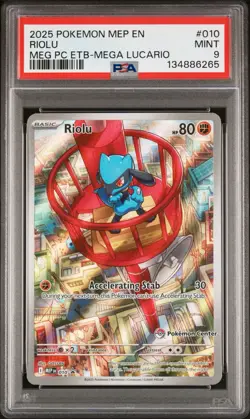 Pokemon Center Riolu #10 Promo Mega Evolutions Stamped Exclusive PSA 9 - Image 1