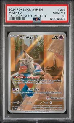 2024 POKEMON PALDEAN FATES POKEMON CENTER ETB PROMO SVP #075 MIMIKYU PSA 10 - Image 1
