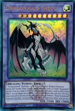 BLMM-EN064 DRAGONMAID SHEOU EMBLAZONED ULTRA RARE 1ST EDITION YuGiOh CARD - Image 1