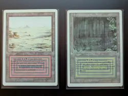 (2) Magic: The Gathering Revised Edition Multi-land cards Bayou and Badlands - Image 1