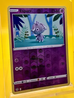 Espurr Crochet 081/195 Reverse Holo Silver Tempest Pokemon Card NM - Image 1