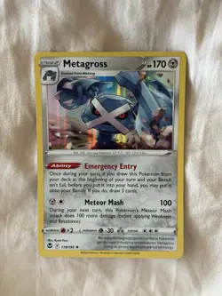 Metagross 119/195 Holo Rare Sword & Shield Silver Tempest Pokemon Card - Image 3