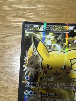 Pokemon Card Pikachu EX XY124 XY Black Star Promo Jumbo Played - Image 2