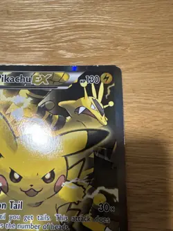 Pokemon Card Pikachu EX XY124 XY Black Star Promo Jumbo Played - Image 3