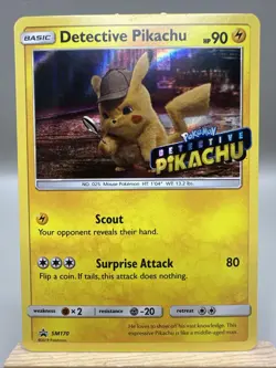 Pokemon TCG 2019 Stamped Detective Pikachu SM170 Black Star Promo Holo Card - Image 1