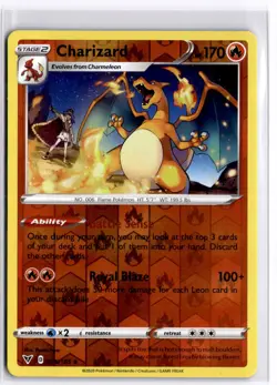 Charizard 025/185 Reverse Holo Pokemon SWSH04: Vivid Voltage NM - Image 1
