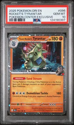 2025 POKEMON DRI EN-DESTINED RIVALS #096 TEAM ROCKET'S TYRANITAR PSA 10 - Image 1