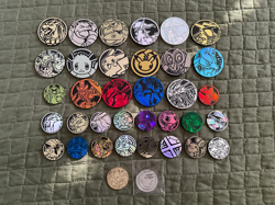 Pokemon TCG lot of 36 Official Coins Jumbo Standard and Metal (no duplicates) - Image 1