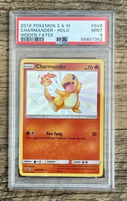 Pokemon TCG Charmander SV6/SV94 Hidden Fates Shiny Holo PSA 9 Mint - Image 1