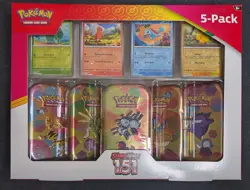 Pokemon 151 Scarlet Violet Costco 5-Pack Mini Tin Bundle Exclusive Random Config - Image 3