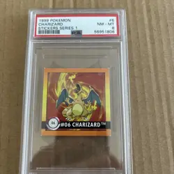 1999 POKEMON CHARIZARD STICKERS SERIES 1 PSA NM-MINT 8 - Image 1